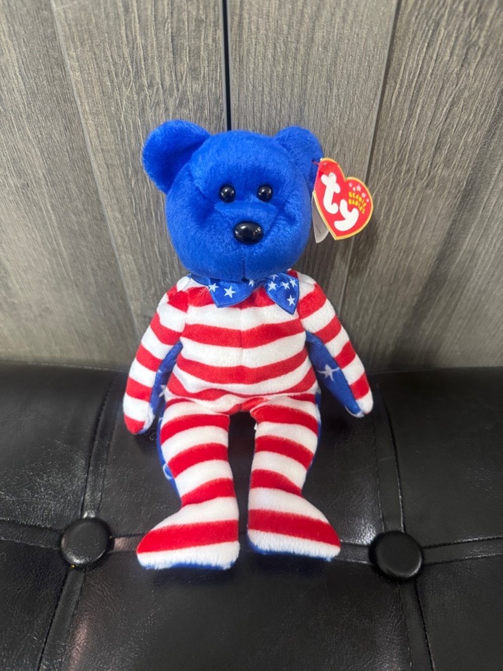 Retired Liberty The Blue Face Bear 2002 Ty Beanie Babies Baby With Original Tag